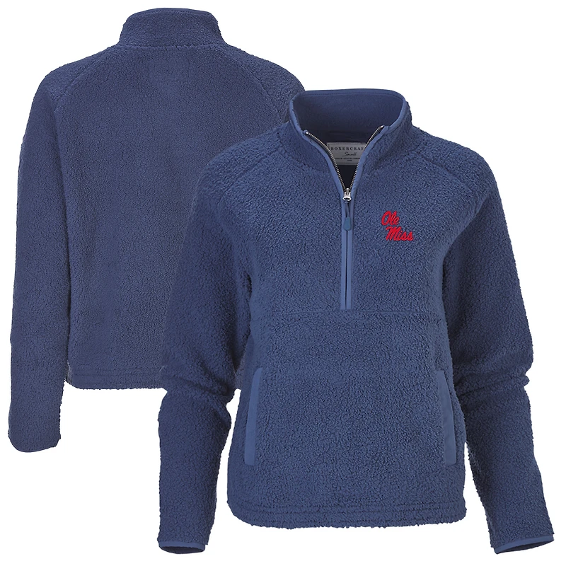 Women's Boxercraft Blue Ole Miss Rebels Everest Raglan Fleece Half-Zip Sweatshirt