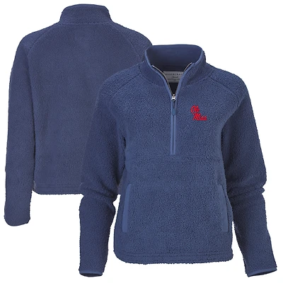 Women's Boxercraft Blue Ole Miss Rebels Everest Raglan Fleece Half-Zip Sweatshirt