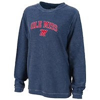 Women's Boxercraft Blue Ole Miss Rebels Rally Corduroy Pullover Sweatshirt