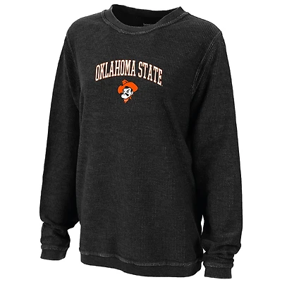 Women's Boxercraft Black Oklahoma State Cowboys Rally Corduroy Pullover Sweatshirt