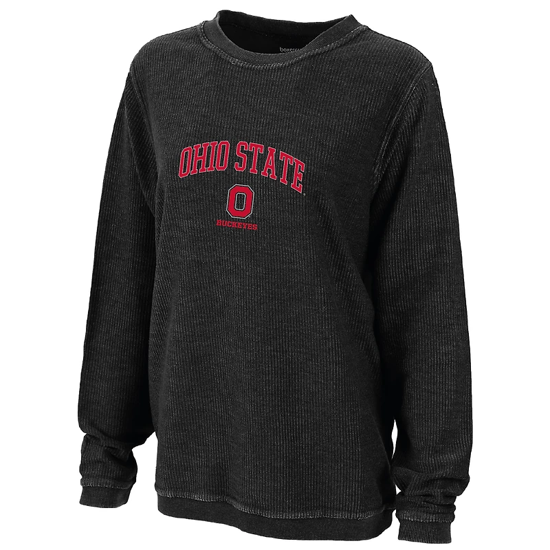 Women's Boxercraft Black Ohio State Buckeyes Rally Corduroy Pullover Sweatshirt