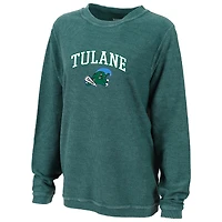 Women's Boxercraft Green Tulane Green Wave Rally Corduroy Pullover Sweatshirt
