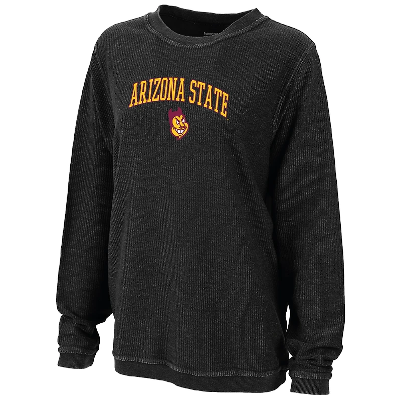 Women's Boxercraft Black Arizona State Sun Devils Rally Corduroy Pullover Sweatshirt