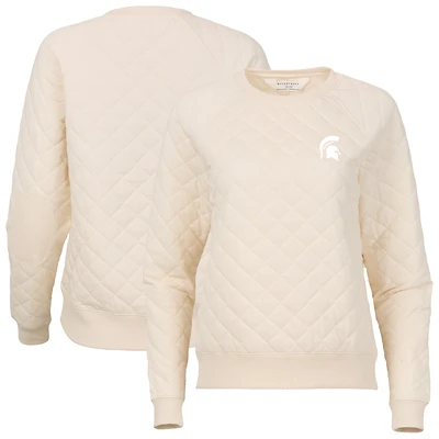 Women's Boxercraft Cream Michigan State Spartans Quilted Pullover Sweatshirt