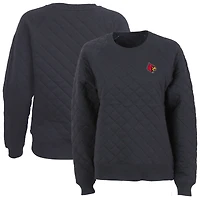 Women's Boxercraft Black Louisville Cardinals Quilted Pullover Sweatshirt