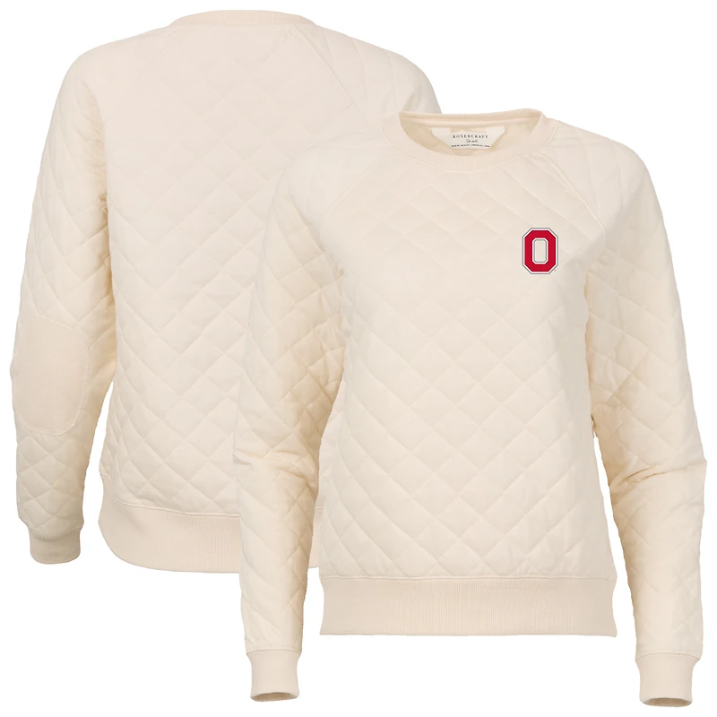 Women's Boxercraft Cream Ohio State Buckeyes Quilted Pullover Sweatshirt