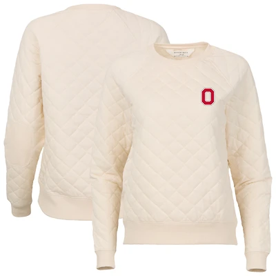 Women's Boxercraft Cream Ohio State Buckeyes Quilted Pullover Sweatshirt