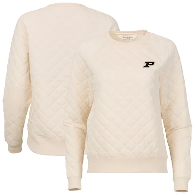 Women's Boxercraft Cream Purdue Boilermakers Quilted Pullover Sweatshirt