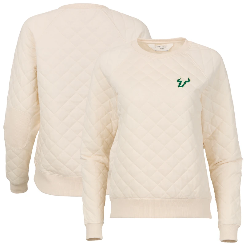 Women's Boxercraft Cream South Florida Bulls Quilted Pullover Sweatshirt