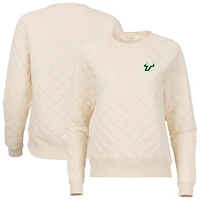 Women's Boxercraft Cream South Florida Bulls Quilted Pullover Sweatshirt