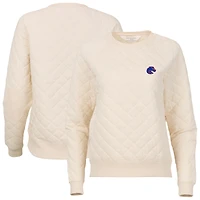 Women's Boxercraft Cream Boise State Broncos Quilted Pullover Sweatshirt