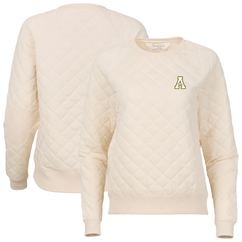 Women's Boxercraft Cream Appalachian State Mountaineers Quilted Pullover Sweatshirt