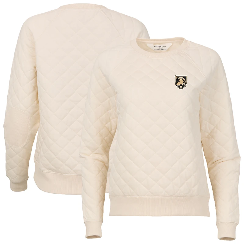 Women's Boxercraft Cream Army Black Knights Quilted Pullover Sweatshirt