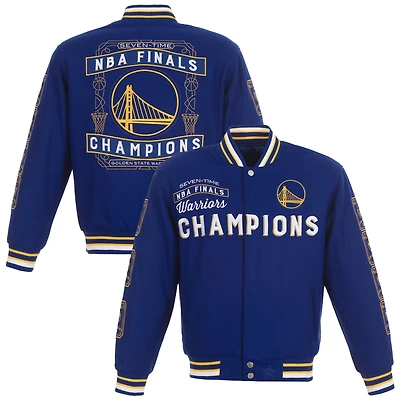 Men's JH Design  Royal Golden State Warriors 7-Time NBA Finals Champions Reversible Wool Full-Zip Jacket