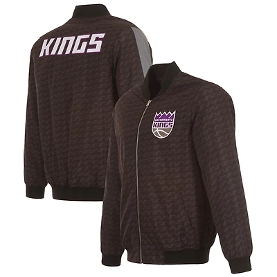 Men's JH Design Black Sacramento Kings Nylon Bomber Full-Zip Jacket