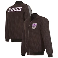 Men's JH Design Black Sacramento Kings Nylon Bomber Full-Zip Jacket
