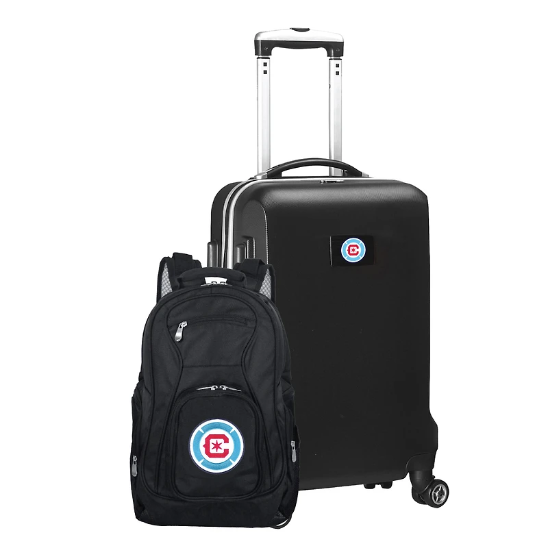 MOJO Black Chicago Fire Deluxe 2-Piece Backpack & Carry-On Set