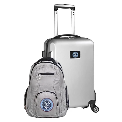 MOJO Silver New York City FC Deluxe 2-Piece Backpack & Carry-On Set