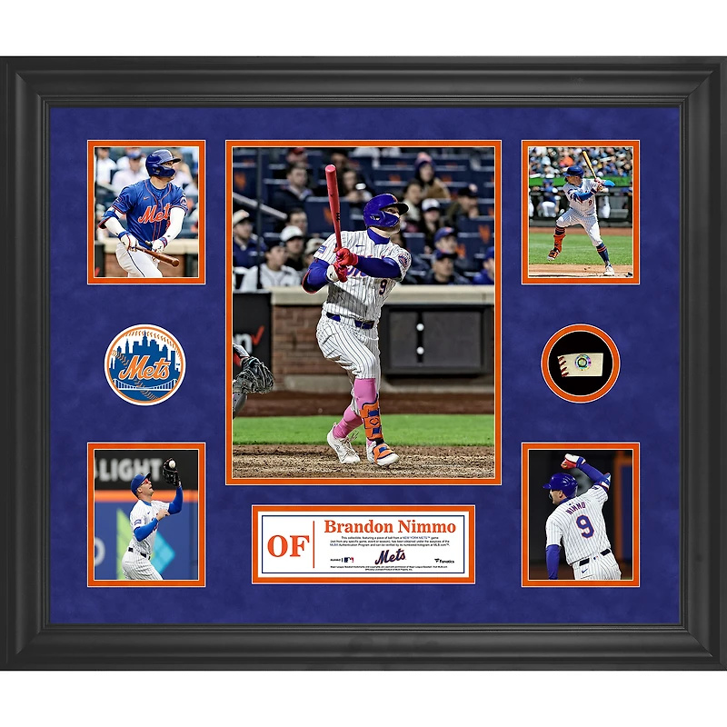 Brandon Nimmo New York Mets Framed 5-Photo Collage with a Piece of Game-Used Ball