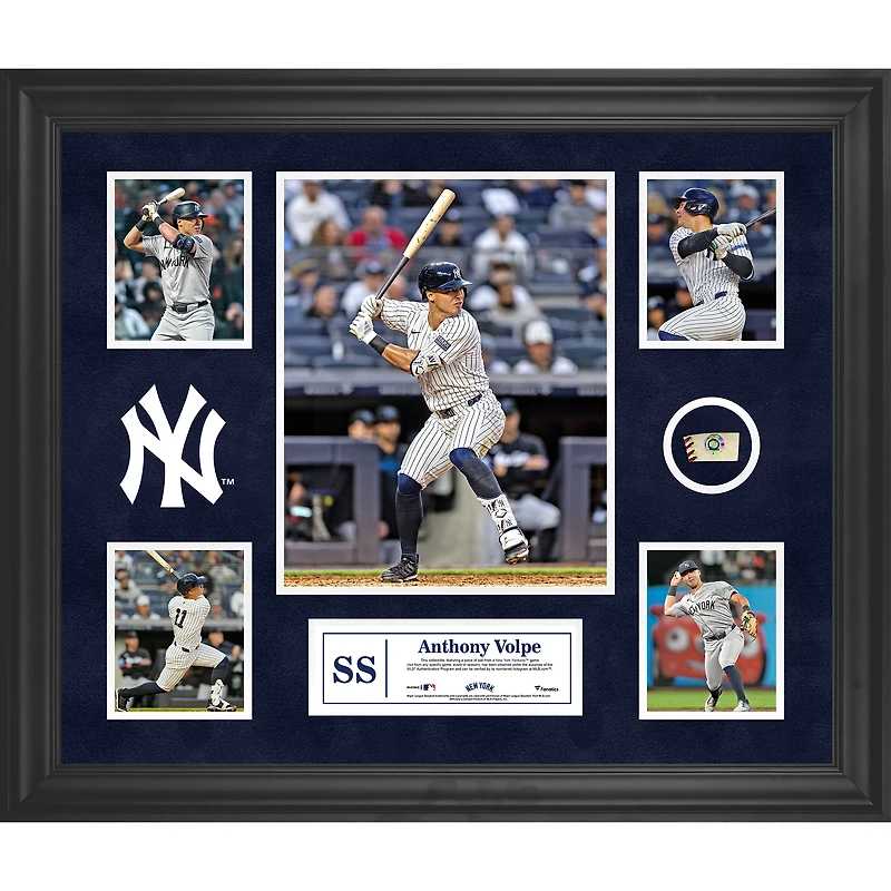Anthony Volpe New York Yankees Framed 5-Photo Collage with a Piece of Game-Used Ball