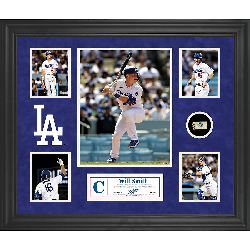 Will Smith Los Angeles Dodgers Framed 5-Photo Collage with a Piece of Game-Used Ball