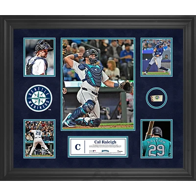 Cal Raleigh Seattle Mariners Framed 5-Photo Collage with a Piece of Game-Used Ball