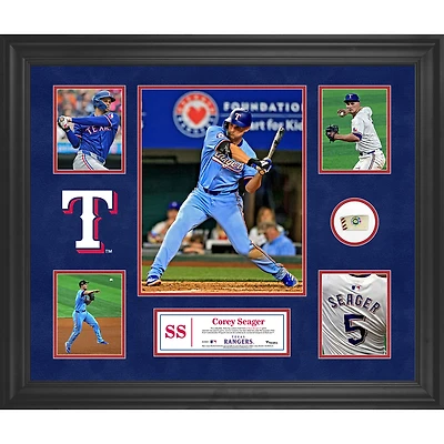 Corey Seager Texas Rangers Framed 5-Photo Collage with a Piece of Game-Used Ball