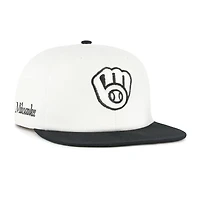 Men's '47 White/Black Milwaukee Brewers Foundation Captain Snapback Hat