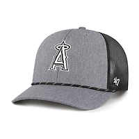Men's '47 Charcoal Los Angeles Angels Carbon Rope Trucker Adjustable Hat