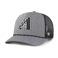 Men's '47 Charcoal Arizona Diamondbacks Carbon Rope Trucker Adjustable Hat