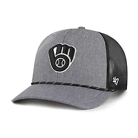 Men's '47 Charcoal Milwaukee Brewers Carbon Rope Trucker Adjustable Hat