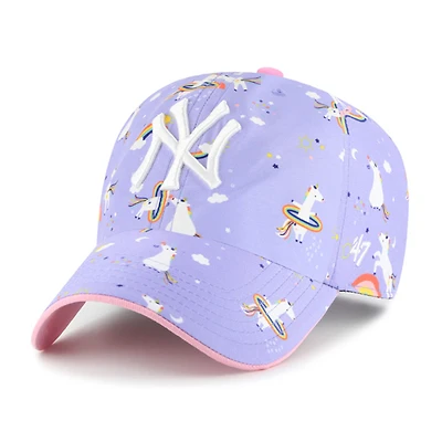 Girls Youth '47  Lavender New York Yankees Unicorn Clean Up Adjustable Hat