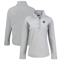 Women's Cutter & Buck Gray Lehigh Valley IronPigs Hunts Point Eco Textured Fleece Recycled Half-Snap Sweatshirt