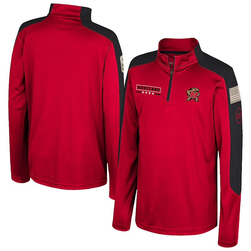Youth Colosseum Red Maryland Terrapins OHT Military Appreciation Cyclone Quarter-Zip Windshirt