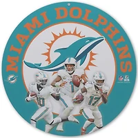 Miami Dolphins Team Stars 11" Round Metal Sign
