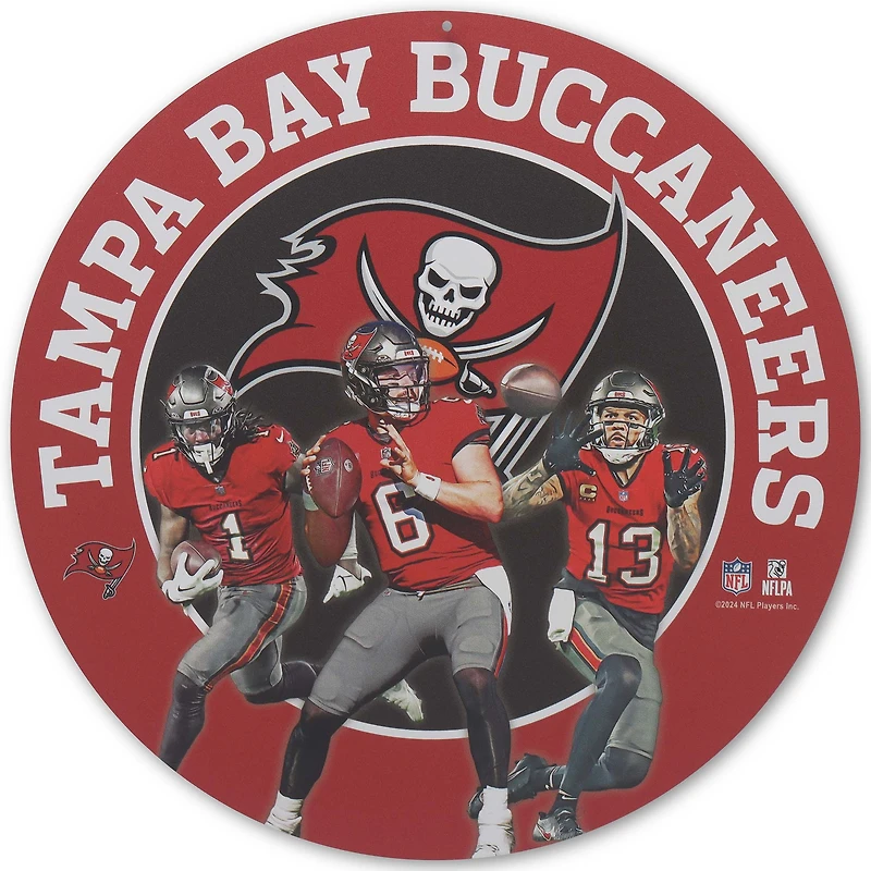 Tampa Bay Buccaneers Team Stars 11" Round Metal Sign