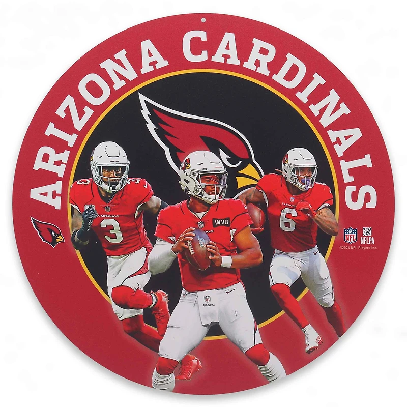 Arizona Cardinals Team Stars 11" Round Metal Sign