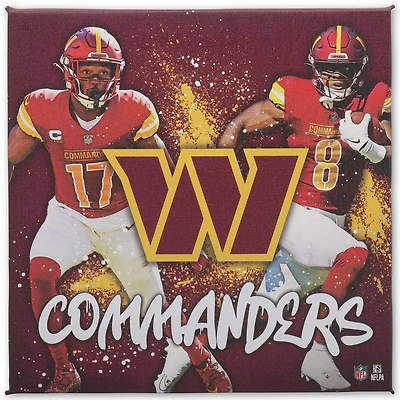 Washington Commanders 12" x 12" Team Logo and Players Splash Canvas Wall Art