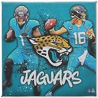 Jacksonville Jaguars 12" x 12" Team Logo and Players Splash Canvas Art
