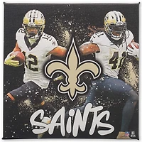 New Orleans Saints 12" x 12" Team Logo and Players Splash Canvas Art