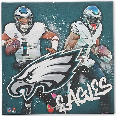 Philadelphia Eagles 12" x 12" Team Logo and Players Splash Canvas Art