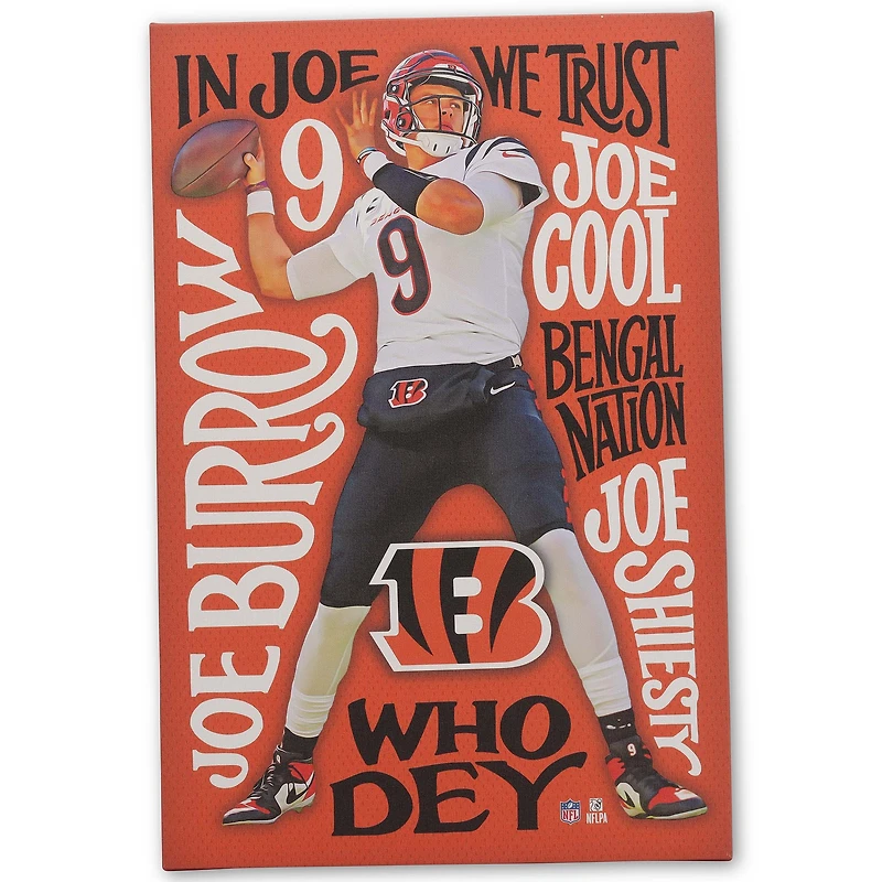 Joe Burrow Cincinnati Bengals 15" x 23" Winning Words Canvas Wall Art