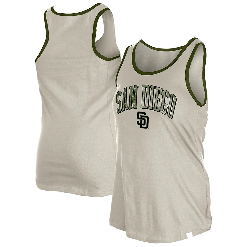 Women's New Era Cream San Diego Padres Armed Forces Tank Top