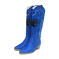 Women's Cuce  Blue Carolina Panthers Rhinestone Faux Suede Cowboy Boots