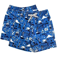 Youth Wes & Willy Carolina Blue North Carolina Tar Heels Luau Swim Trunks