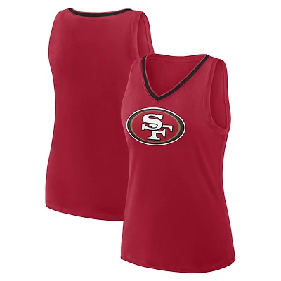 Women's Logo Athletic Scarlet San Francisco 49ers Plus Size Stellar Win V-Neck Tank Top