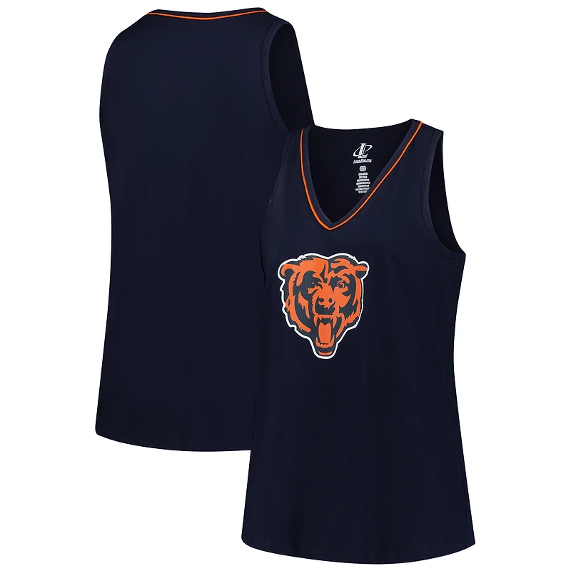 Women's Logo Athletic Navy Chicago Bears Plus Size Stellar Win V-Neck Tank Top