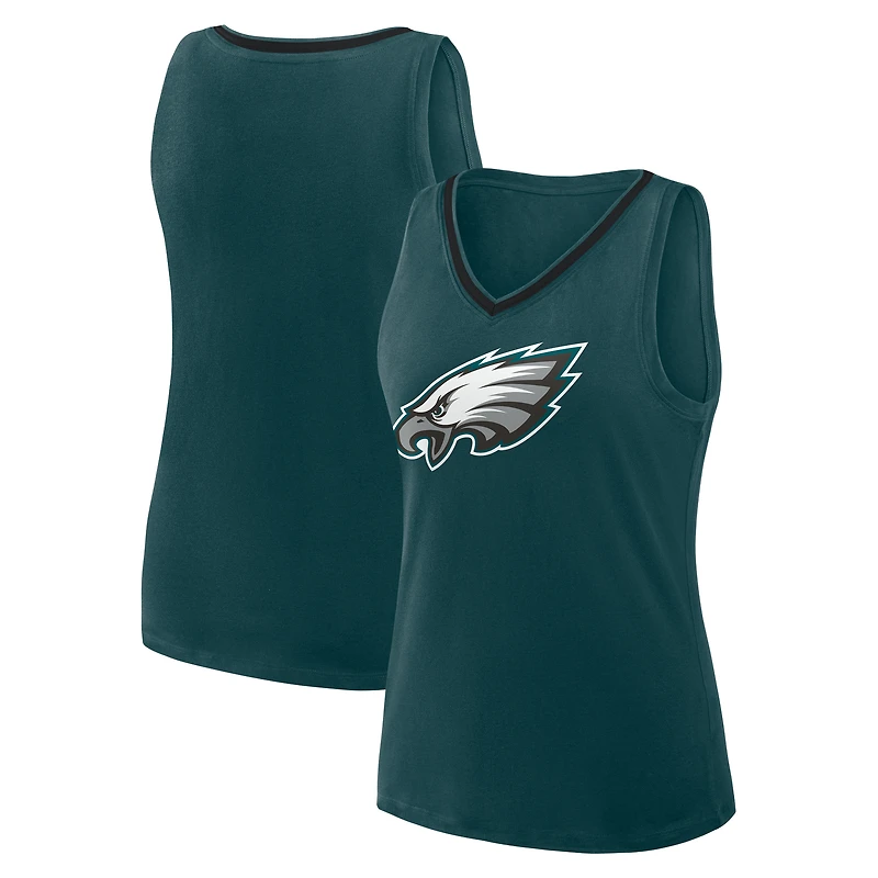 Women's Logo Athletic Green Philadelphia Eagles Plus Size Stellar Win V-Neck Tank Top