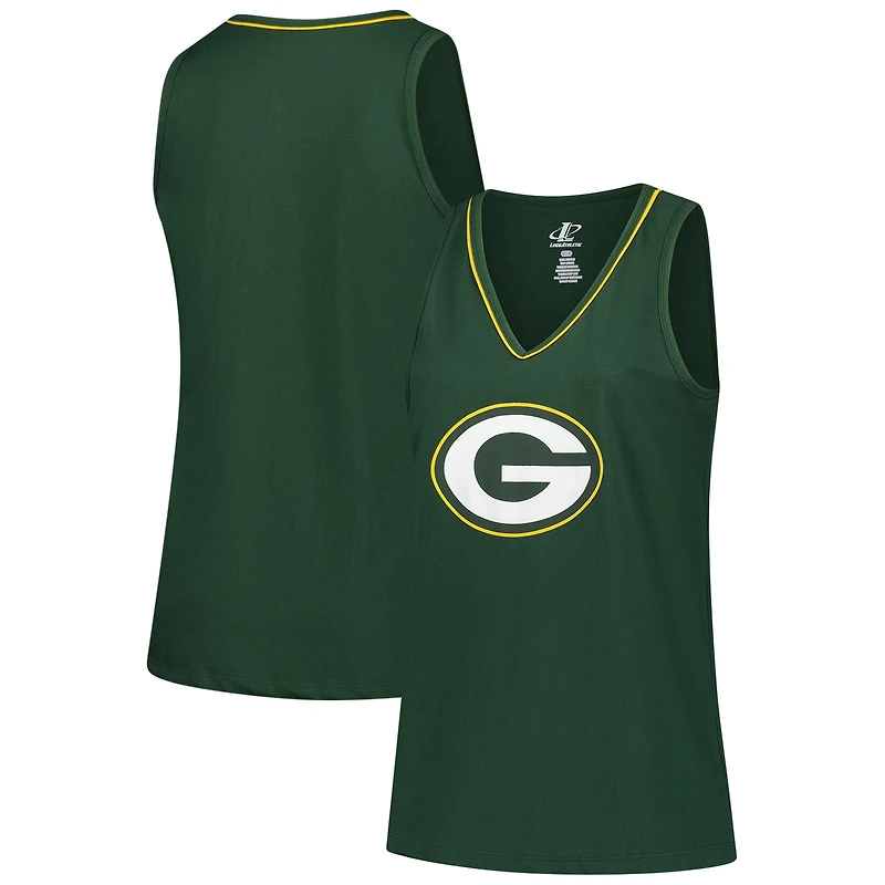 Women's Logo Athletic Green Green Bay Packers Plus Size Stellar Win V-Neck Tank Top