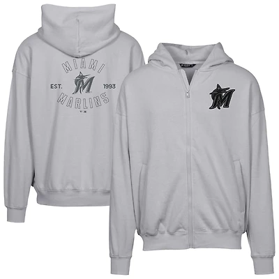Men's Levelwear Gray Miami Marlins Uphill Abyssal Full-Zip Hoodie